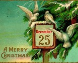 Pine Baugh Doves A Merry Christmas Gilt Embossed 1910s DB Postcard - £5.49 GBP