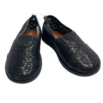 Joe Boxer Toddler Girls Size 7 Black Slip On Flat Shoes Loafer Black Bling Shiny - £6.82 GBP