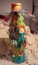Vintage Coca Cola Glass Bottle Mixed Media Hippie Boho Vase Shelf Mantle... - $13.95