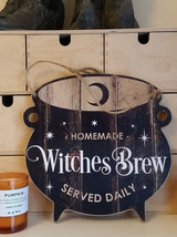 Homemade Witches Brew Served Daily MDF Wall Art Sign Plaque With Cauldron Shape - £17.19 GBP
