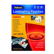 Fellowes Laminating Pouches Gloss A4 25pk - 125 micron - $36.50