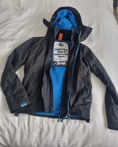 Superdry Wind Cheater Black And Blue Zipped Hooded Jacket UK Men&#39;s Size S - £38.98 GBP