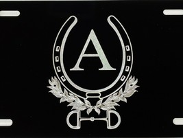 Personalized Horse Shoe Car Tag Engraved Etched on Black Vanity License Plate - £18.16 GBP