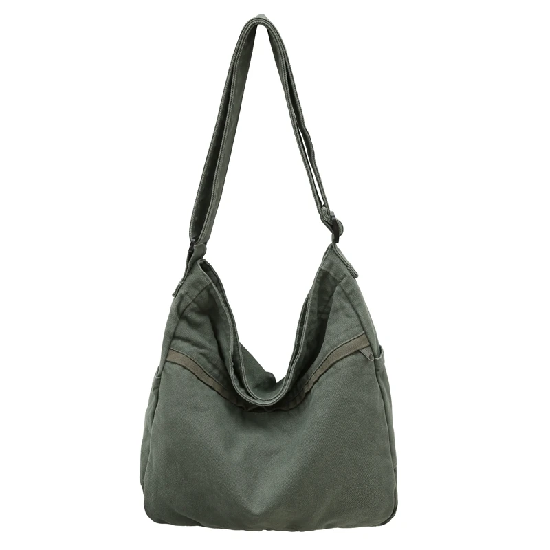 Black Canvas Women&#39;s Bag Messenger Bag Y2K Shoulder Bag Eco Bag Korean Satchel M - £37.94 GBP