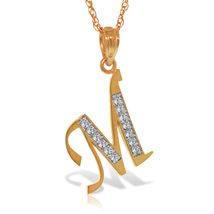 Initial &#39;M&#39; Pendant Diamond Necklace Galaxy Gold GG 14K Solid Rose Gold ... - £376.58 GBP