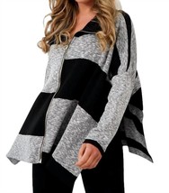 Angel Color Block Zip Poncho Black - $1,640.25 MXN