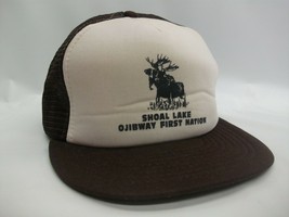 Shoal Lake Ojibway First Nation Moose Hat VTG Brown White Snapback Trucker Cap - £13.04 GBP
