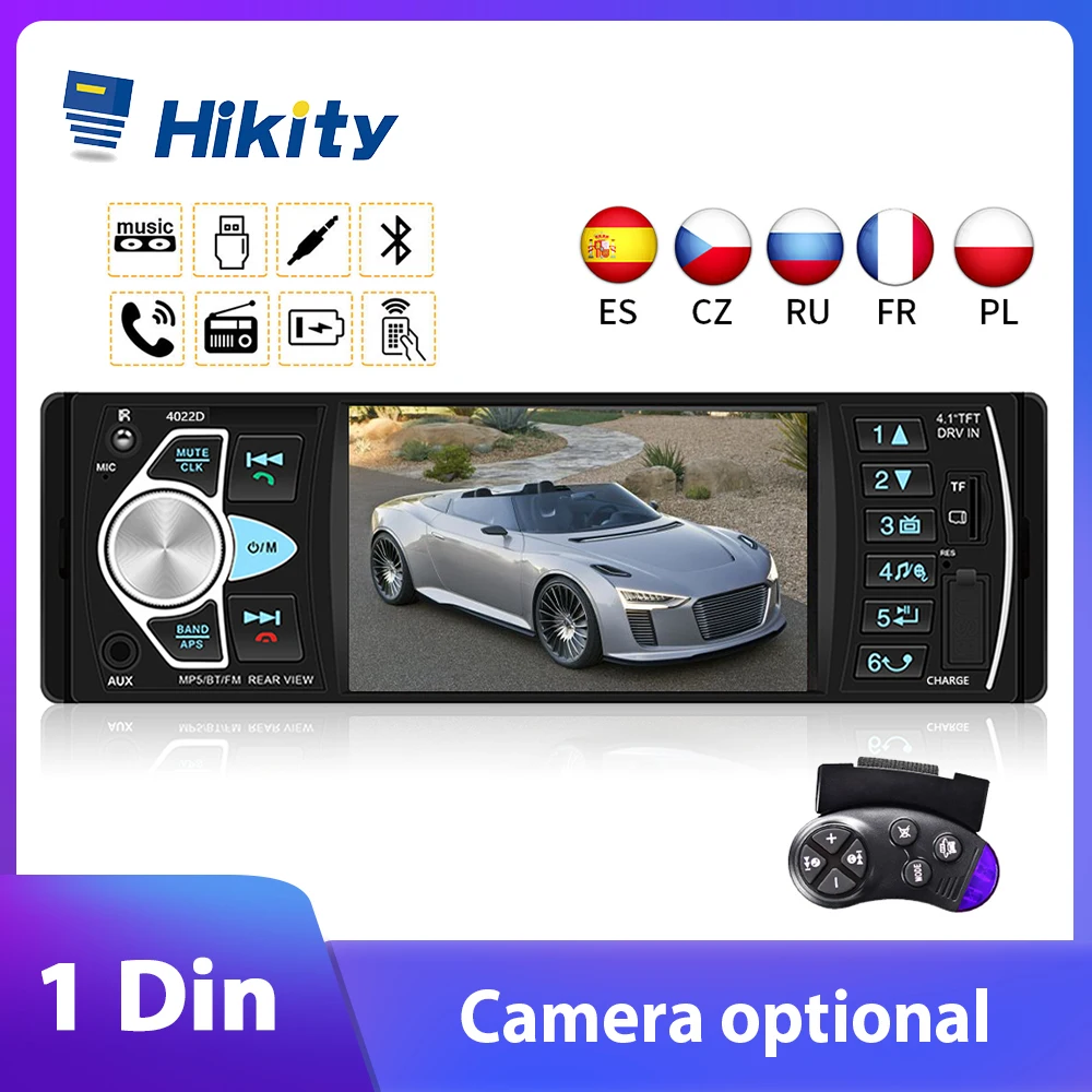 Hikity 1 Din Car Radio 4022D 4.1&quot; Multimedia MP5 Player USB FM Audio Stereo - £45.59 GBP+