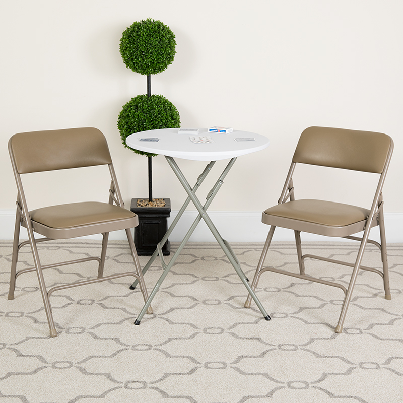 Beige Vinyl Folding Chair HA-MC309AV-BGE-GG
