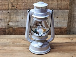 White Christmas Snow Globe Lantern Spinning Water Glittering Snowman - Motorized - £24.03 GBP
