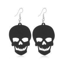 Black Skull Goth Acrylic Earrings Halloween Punk - £9.17 GBP