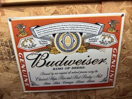 Vintage Style Tin Budweiser King of Beers Beer Sign Man Cave/Bar/Pub Wal... - $14.84