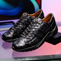 Nino Men'sGenuine Caiman Crocodile Fashion Sneaker Black image 6
