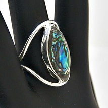 Blue Pacific Abalone Rings Inlay Size Marquise Sz 9 - £19.46 GBP