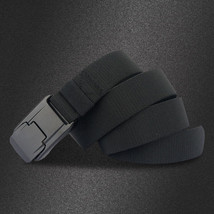 Black Military Web Canvas Belt for Men 1.5 inch Nylon Strap with Black B... - $18.76