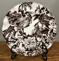 Williams Sonoma Aerin Antique Pheasant Scalloped Brown Salad Plate Birds Floral - $37.39
