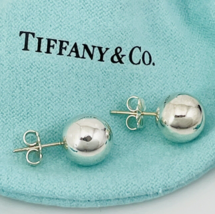 Tiffany &amp; Co HardWear Bead Ball Stud Earrings 10mm in Sterling Silver AUTHENTIC - £188.84 GBP