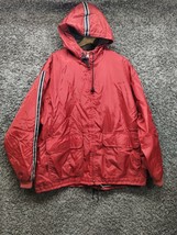 Abercrombie &amp; Fitch AF Hooded Jacket Adult XL Red Fleece Lined Striped Logo - £51.16 GBP