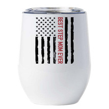 Best Step Mom Ever Tumbler 12oz Vintage American Flag Cup Christmas Gift For Mom - £18.44 GBP