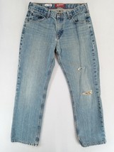 Arizona Original Youth Blue Denim Distressed Jeans Size 16 Husky 28"W x 27"L - $11.39