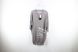 NOS Vintage 90s Davoucci Mens 2XL Spell Out Sheer Knit Short Sleeve Sweater Gray - £54.76 GBP