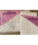 Vintage Everwarm Flannel Sheet &amp; Pillowcase Twin Fitted Striped Pastel NEW - £30.36 GBP