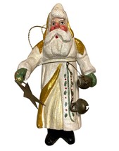 Vintage House of Hatten White Santa with Star &amp; Bells Christmas Ornament 1988 - $26.50