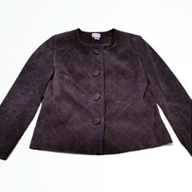 Chico&#39;s Dark Brown Leather Button Cropped Jacket Blazer Size XS - £22.02 GBP