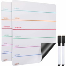 2 Pieces Magnetic Weekly Dry Erase Boards Erasable Weekly Calendars Whiteboard P - £14.15 GBP