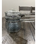 Pyrex Flameware Blue Tint Glass Double Boiler Saucepan Set 6762 3 Piece - $49.49