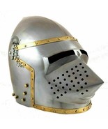 Pig Face Helmet Steel Brass Medieval Bascinet Helmet Wearable Armor Helm... - $83.22