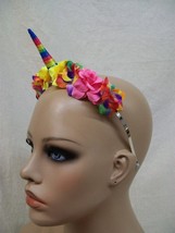 Rainbow Unicorn Horn Flower Headband Fantasy Magical Woodland Fairy Prin... - $187.53 MXN