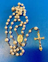 White Mother of Pearl Faux Rosary, New #AB-94 - $18.20 CAD