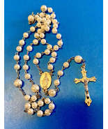 White Mother of Pearl Faux Rosary, New #AB-94 - $12.99