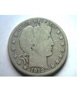 1912-D BARBER HALF DOLLAR GOOD G NICE ORIGINAL COIN FROM BOBS COINS FAST... - £17.30 GBP