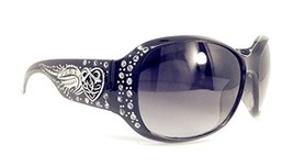 Texas West Womens Sunglasses With Rhinestone Metal Heart And Wing UV 400 Lens In - £18.43 GBP