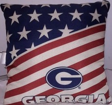 Georgia Bulldogs 2 Sided Decorative Pillow 18&quot; x 18&quot; Patriotic Honor and... - £19.53 GBP