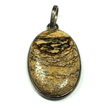 Vintage Sterling Silver Caged Jasper Pendant 1.2&quot; X .85&quot; - £14.27 GBP