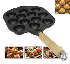 12 Holes Enamel Cast Iron Japanese Takoyaki Octopus Balls Food Baking Gr... - $29.95