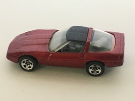 Hot Wheels 80&#39;s Chevy Corvette Red Toy Car 1982 Sparkle Glitter Black Roof Loose - £9.58 GBP