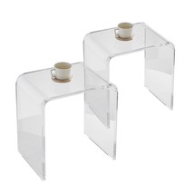 VEVOR Acrylic End Table, 2 pcs C-Shaped Lucite Side Tables, Clear Acryli... - $217.49