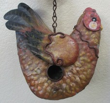 Metal Hanging Rooster Birdhouse Painted - $25.24