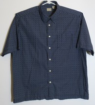 Levi Strauss Red Tab Short Sleeve Dark Blue Geometric X Pattern Button Shirt XL - £21.48 GBP