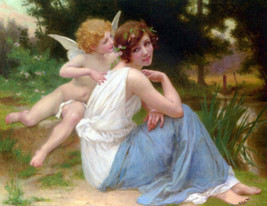 Art Oil painting Guillaume Seignac Cupid and Psyche by brook in forest canvas - £59.78 GBP