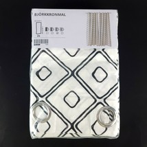 Ikea BJORKKRONMAL Curtains 2 Panels  57&quot; x 98&quot; White/ Black Diamond New ... - £47.33 GBP