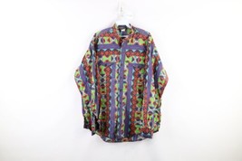 Vtg 90s Streetwear Mens XL Faded Rainbow Southwestern Banded Collar Button Shirt - £55.22 GBP