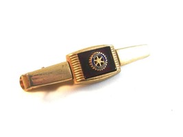 Vintage 1930&#39;s - 50&#39;s Gold Tone &amp; Red Rotary International Tie Clasp By ... - £35.19 GBP