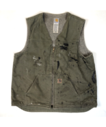 Carhartt Mens V26 LOV Green Canvas Full Zip Sherpa Lined Distressed Vest... - $1,128.38 MXN