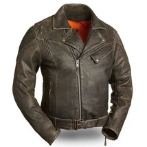 First Manufacturing 60&#39;S New Yorker Men&#39;s Leather Motorcycle Jacket - £197.63 GBP