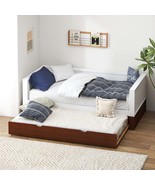 Twin Daybed with Trundle - Solid Wood Sofa Bed, Locking Wheels, Multi-Use - $5,391.81 MXN